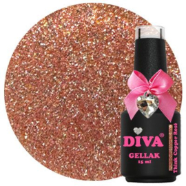 Diva Gellak Think Glitter Glass - Think Copper Rosé - 15ml - Hema Free