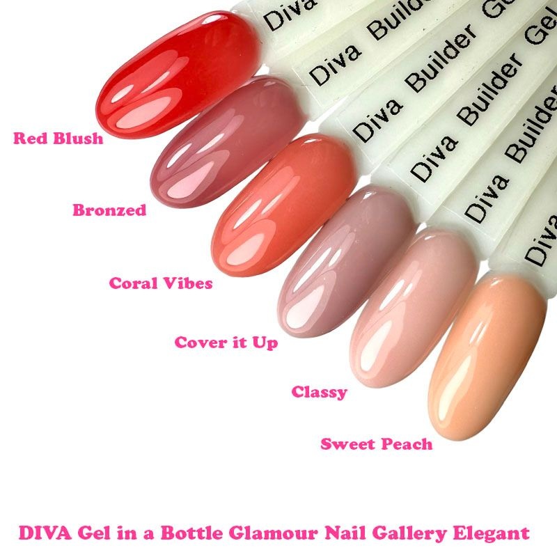 Diva Gel In A Bottle Glamour Nail Gallery Elegant Cover It Up 15ml - Hema Free - TPO Free