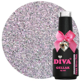 Diva Gellak Think Glitter Glass - Think Silver Pink - 15ml - Hema Free