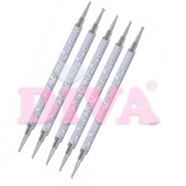 Diva Marble White Grey dotting tools set 5 Delig