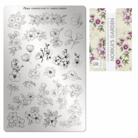 Moyra Stamping Plate 075 Norka's Garden+ Gratis Try On Sheet