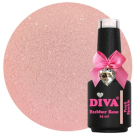 Diva Gellak Rubber Basecoat Peach Sparkle  15 ml