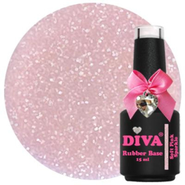 Diva Gellak Rubber Basecoat Soft Pink Sparkle 15 ml