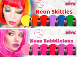 DIVA Gellak Neon Skittles and Neon Bubblicious 10ml Collections - Hema Free - TPO Free