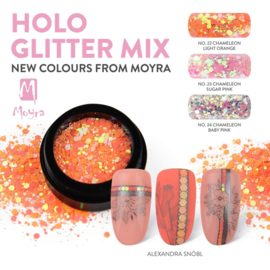 Moyra Rainbow Holo Glitter Mix No. 24 Chameleon Baby Pink *