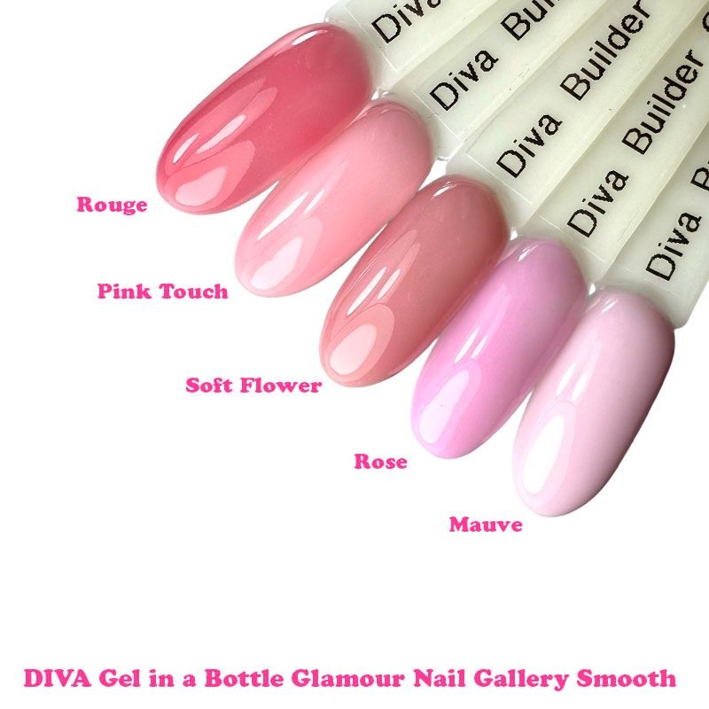Diva Gel In A Bottle Glamour Nail Gallery Smooth - Rouge 15ml - Hema Free - TPO Free