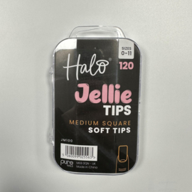 Halo Jellie Nail Tips Medium Square, Sizes 0-11, 120 Mixed Sizes