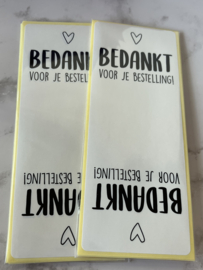 Sluitsticker bedankt voor je bestelling wit-zwart