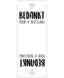 Sluitsticker bedankt voor je bestelling wit-zwart