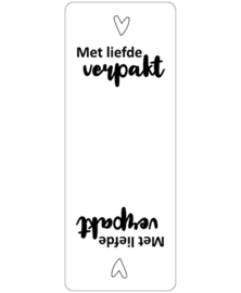 Sluitsticker met liefde verpakt wit-zwart