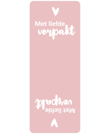 Sluitsticker met liefde verpakt roze-wit