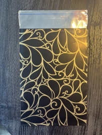 Cadeauzakje bloem zwart/goud