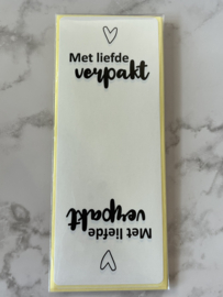 Sluitsticker met liefde verpakt wit-zwart