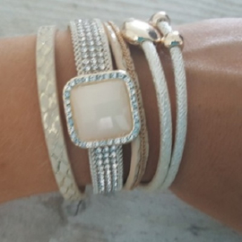 Brede Armband Met Grote Steen zalm