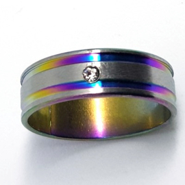 Zilveren Gekleurde Ring Met Steentje Maat 20