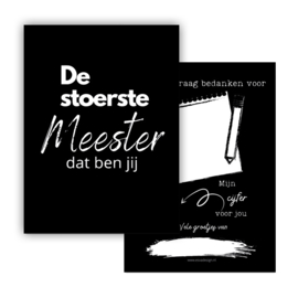 Minikaart DE STOERSTE MEESTER zwart  ( per 5 stuks )