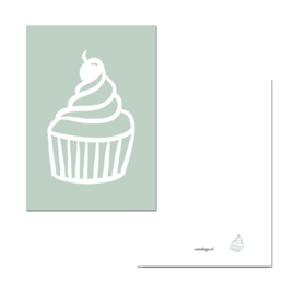 Mini kaartje cupcake groen ( PER 5 STUKS )