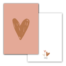 Mini kaart Heart Roze ( per 5 stuks )