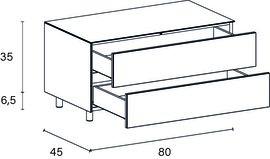 side element 80 cm links dubbele lade