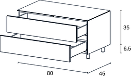 side element 80 cm rechts dubbele lade