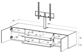 Mika Brique 200  soundbar tv meubel 2x gesloten klep, 2x draaideur en draaibare tv beugel