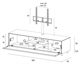 Mika 160 light grey tv meubel