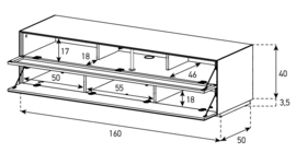 Mika Brique 160 soundbar tv meubel mediaklep en gesloten klep