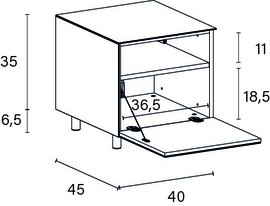 side element 40 cm links gesloten klep