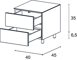 side element 40 cm rechts dubbele lade
