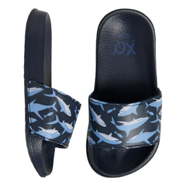 XQ BOYS SLIDES PRINTED BLUE TEENS