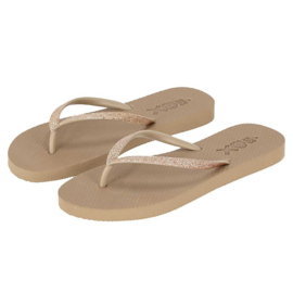 XQ LADIES FLIPFLOPS GLITTER TAUPE