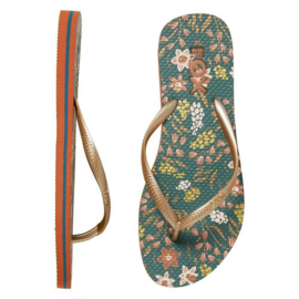 XQ LADIES FLIPFLOPS PRINTED TEAL
