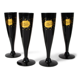 SENZA CHAMPAGNE GLAZEN ZWART/GOUD /4