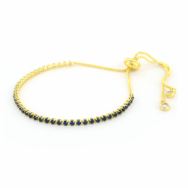 Janah blauw 022584, Schakelarmband, Trekkoord, 2mm