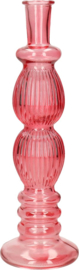 Ideas 4 Seasons kandelaar Florence - koraal rood glas - ribbel of glad - D9 x H28 cm