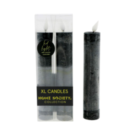 Home Society LED-kaars XL Zwart 2 stuks 20.5 cm