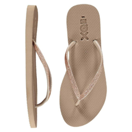 XQ LADIES FLIPFLOPS GLITTER TAUPE