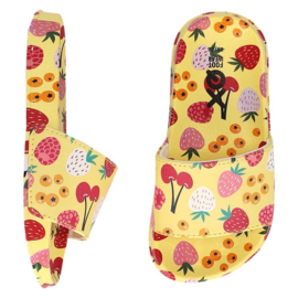 XQ GIRLS SLIDES PRINTED YELLOW TEENS