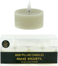 Home Society - Led - Waxines - Set van 2 - Ledkaarsen - Greige - 7x7x3.5 - Inclusief afstandsbediening