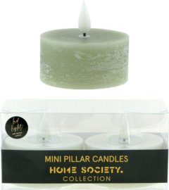 Home Society - Led - Waxines - Set van 2 - Ledkaarsen - Celadon - 7x7x3.5 - Inclusief afstandsbediening