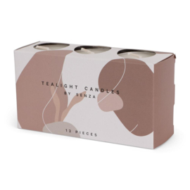 SENZA SET VAN 12 THEELICHTJES IN TAUPE BOX