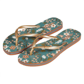 XQ LADIES FLIPFLOPS PRINTED TEAL