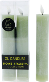 Home Society - Led Dinerkaarsen - Set/2 - XL - Celadon - 20.5x3.5