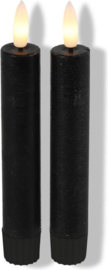 Countryfield Led dinerkaarsen - 2x st- Zwart -H15cm - afstandsbediening
