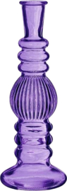 Ideas 4 Seasons kandelaar Florence - paars glas - geribbeld of glad - D9 x H23 cm