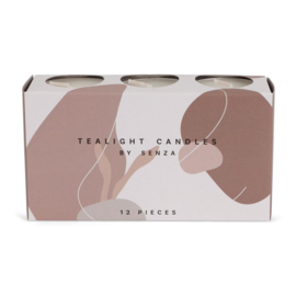 SENZA SET VAN 12 THEELICHTJES IN TAUPE BOX