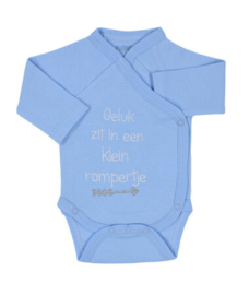 Romper geluk zit in een klein rompertje, blauw