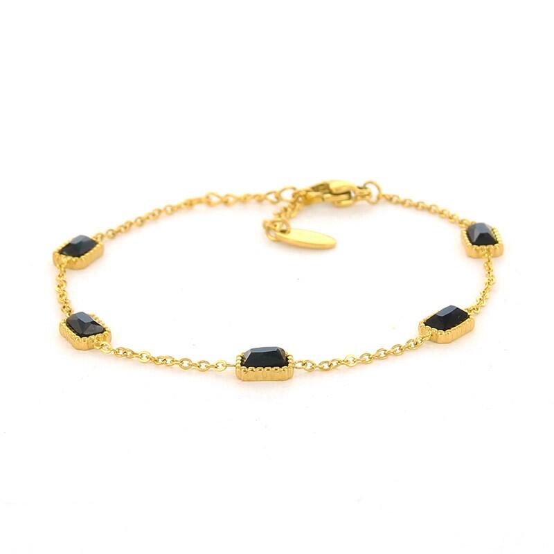 Coco 022678, Schakelarmband, steen, 1mm Goud · Zwart
