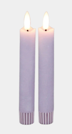 LED dinerkaarsen, Lila, set 2, 2,2x13,5cm