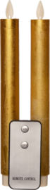 Anna's Collection LED dinerkaarsen - goud - 2x stuks - 18 cm - met afstandsbediening